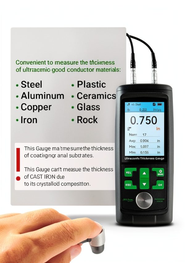 VVV-Group Ultrasonic Thickness Gauge 882X Handheld 0.039‑11.811in-2