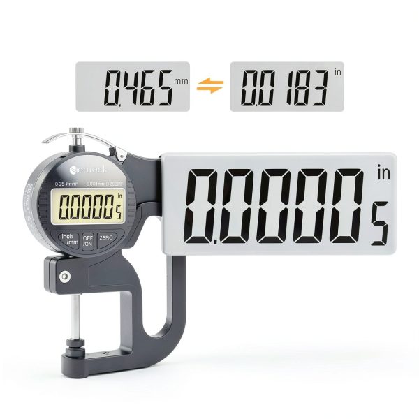 Neoteck TL338 Digital Thickness Gauge Silver‑Grey 0‑1 Inch-2