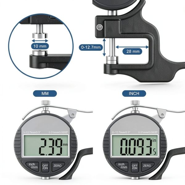 TOOGOND Digital Thickness Gauge 0-12.7mm with LCD and Dual Unit Switch-1